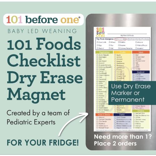 Baby Led Weaning 101 Foods Checklist Fridge Magnet (Dry Erase)
