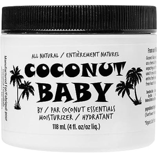 COCONUT BABY Oil for Hair & Skin - All Natural Moisturizer - Unscented baby oil, Massage, Sensitive Skin, Healthy Hair, with Sunflower and Grapeseed oils - 4fl oz | Coconut Essentials