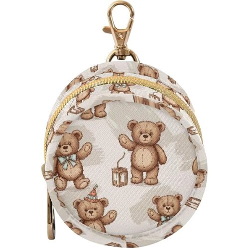 Teddy Bear Brown Pattern Pacifier Holder Case with Clip Pacifier Cover Pouch Travel Paci Holder Portable for Diaper Bag Newborn Girl Boy Essentials