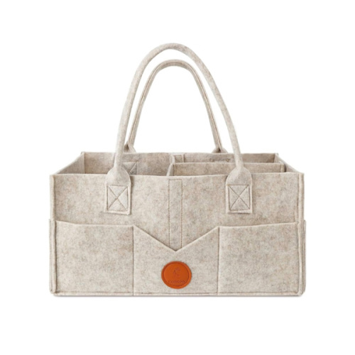 Maliton Baby Diaper Caddy Organizer for Changing Table, Nursery Storage Bin Basket with Handle, Felt Diaper Organizer Suitable for Indoor Outdoor (Khaki)