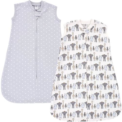 Hudson Baby Unisex Baby Premium Quilted Sleeveless Sleeping Bag and Wearable Blanket, Royal Safari, 0-6 Months