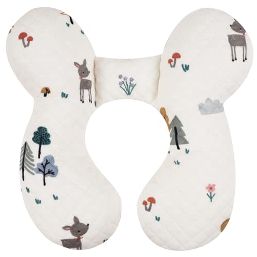 Blublu Park Upgraded Baby Head Support Pillow for Newborn Toddler, Soft Cotton Baby Travel Pillow for Car Seats and Strollers for Babies, Deer