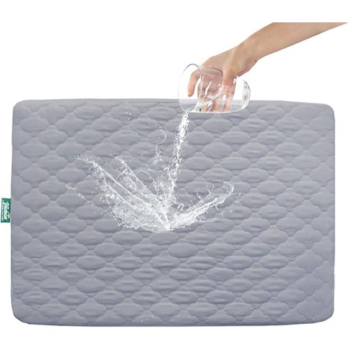 Biloban 2 Pack Pack and Play Mattress Protector Sheets Fitted Waterproof Playard Mattress Pad, Compatible with Graco Pack n Play & Dream On Me & Pamo Babe, Playpen/Playard Sheet, Gray, 39" x 27"