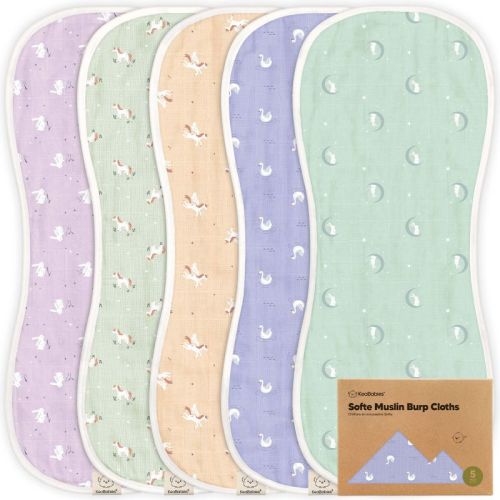 KeaBabies 5pk Organic Softe Muslin Burp Cloths for Baby Girls and Boys, Large Absorbent Burping Cloths for Babies, Baby Burp Clothes