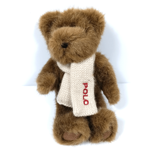 Vintage Polo Ralph Lauren Plush Teddy Bear Cream Scarf Brown 8"  2001
