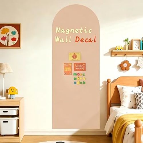 Arch Magnetic Wall Decal 47.24" x 17.52", Magnetic Chalk Board Sticker, Magnet Chalkboard for Wall, Magnet Chalkboard Self Adhesive with Wiping Cloth (Pink)