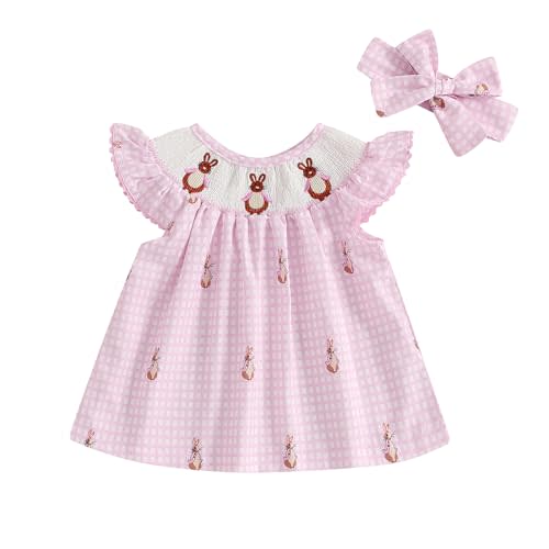 FIOMVA Toddler Girl 4th of July Outfit American Flag Smocked Dress Baby Girls Ruffle Princess Dresses Cute Summer Clothes