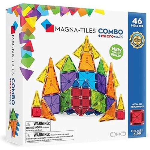 MAGNA-TILES® Combo 46-Piece Magnetic Construction Set, The Original Magnetic Building Brand