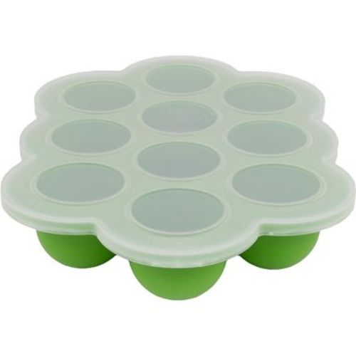 WeeSprout Silicone Baby Food Freezer Tray with Clip-on Lid (Bright Green, Ten 1.5 Ounce Sections)