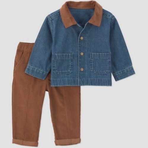 Carter's Just One You® Baby Boys' 2pc Denim Barn Jacket and Cord Pants Set - Blue 3M