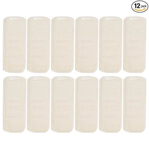 ALVABABY 12PCS Newborn Cloth Diaper Inserts - 4 Layers, Reusable, Overnight 12SMB