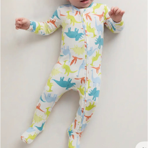 Bamboo Footie Pajama - Baby in Colorful Dinos