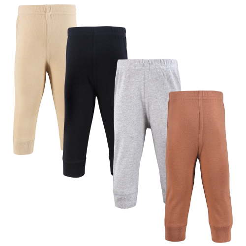 Hudson Baby Cotton Pants and Leggings, Tan Gray Black, 0-3 Months