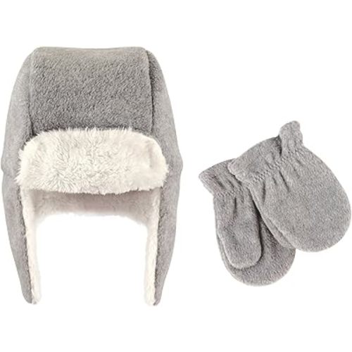 Hudson Baby Unisex-Baby Fleece Trapper Hat and Mitten Set