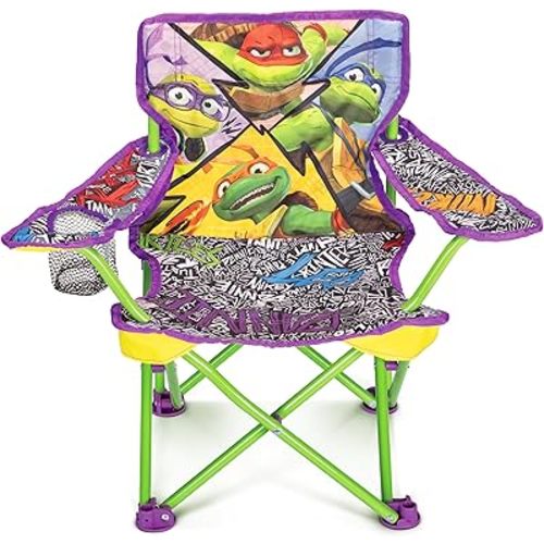 Teenage Mutant Ninja Turtles Foldable Kids Chair – Toddler Camping Chair with Safety Lock, Carry Bag, Indoor/Outdoor Use, Ages 2–3, 60 lb Limit