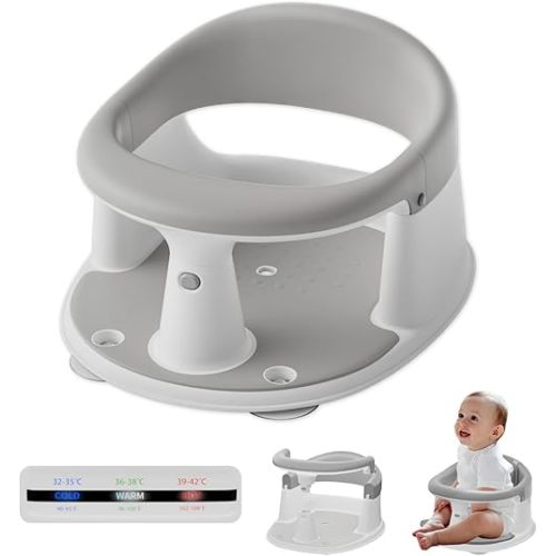 Baby Bath Seat for Babies 6 Months & Up - 360° Protection Bath Seats for Babies Sitting Up | Baby Bath Chair with Temperature Alert & Cushion | Toddler Bath Seat Newborn Infants Baby Bathtub Seat