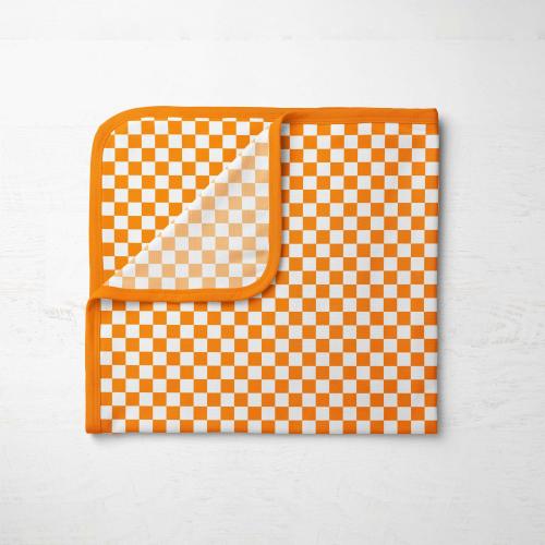 Orange Checkerboard Bamboo Baby Blanket: Gift for Tennessee Fan