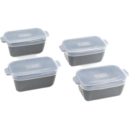 Souper Cubes Stoneware 2.0-5" x 3" Baking Dishes for Oven, Made in USA, Premium Mini Ceramic Baking Dishes with Silicone Covers for Individual Portions, Set of 4 - Charcoal