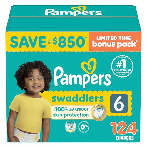 Pampers Swaddlers Diapers, Size 6 (35+ Pounds), 112 Count