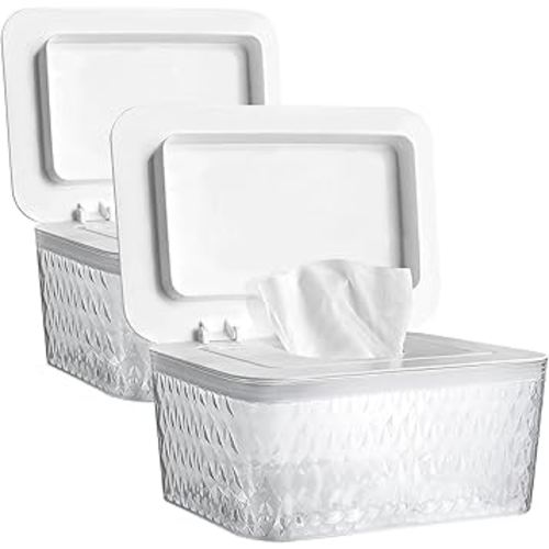 2 Pack Wet Baby Wipes Dispenser - Large Capacity Wipe Holder Seal-Designed Dust-Proof Wet Wipes Container Keep Diaper Wipes Fresh
