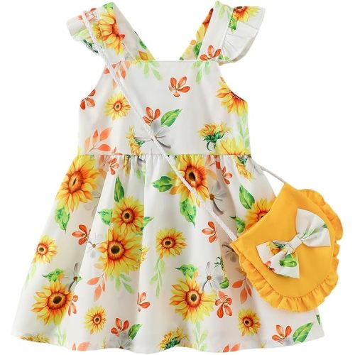 Mioglrie Baby Girl Clothes Newborn Dress Summer Toddler Girls' Clothing Casual Sundress with Cute Bag Infant Outfits
