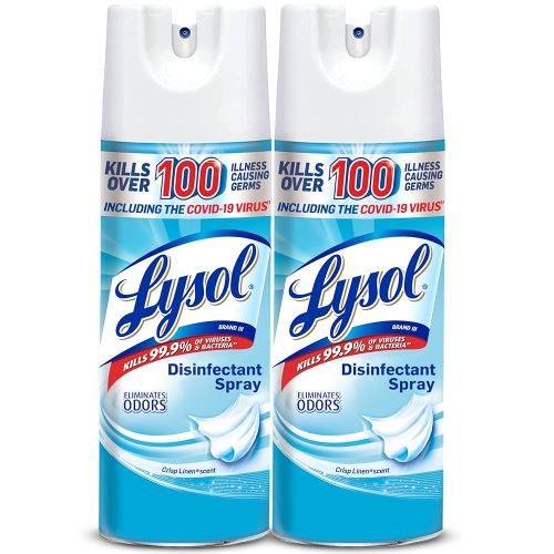 Lysol Disinfectant Spray, Sanitizing and Antibacterial Spray, For Disinfecting and Deodorizing, Crisp Linen, 12.5 Fl Oz (Pack of 2)