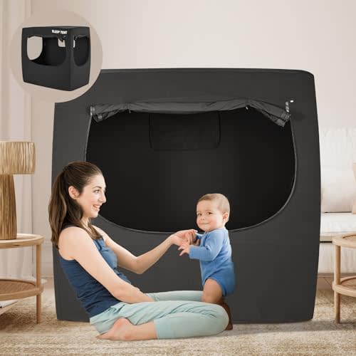 YAVIL Blackout Cover for Pack N Play and Crib, Blackout Sleep Tent for Babies and Toddlers, Breathable Baby Sleep Pod with 4 Larger Vents, Blocks 98%+ Light for Quality Sleep