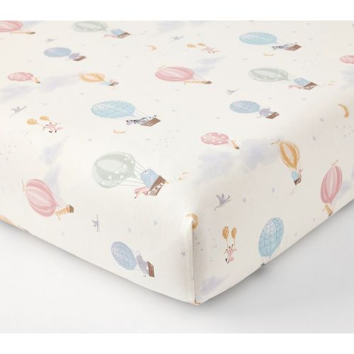 Hot Air Balloon Organic Cotton Crib Fitted Sheet