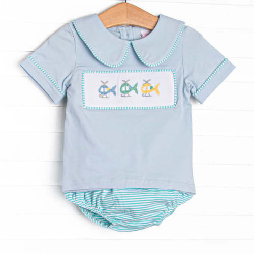 Whirlybird Winds Smocked Collared Set