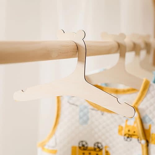 9 Inch Wooden Baby Hangers for Baby Clothes,20 Packs Wood Newborn Baby Girl Boy Hangers for Nursery Cute Kids Toddlers Children Infant for Closet Coat Pants Clothing Storage