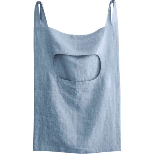 Amazhiyu 100% Linen Door Hanging Laundry Hamper Bag, 19x27 Inches, Steel Blue