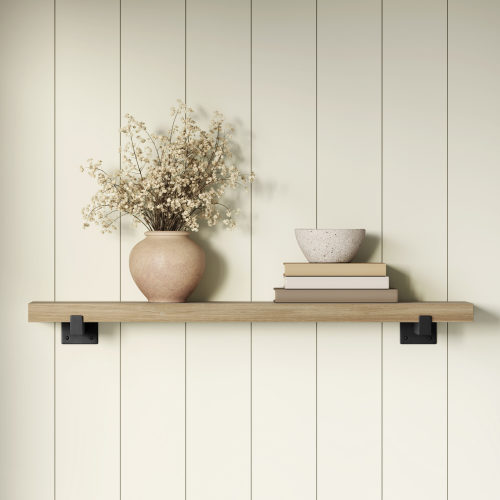 allen + roth 9-in D x 36-in L Natural Oak MDF Rectangular Floating shelf