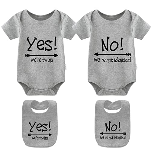 YSCULBUTOL Baby Twins Bodysuit - Identical Twins Set, Boys & Girls Clothes