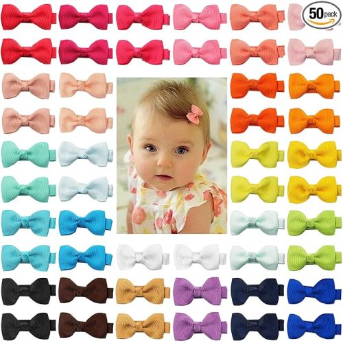 CÉLLOT Baby Hair Clips 50PCS Baby Girls Fully Lined 2" Baby Bows in Pairs