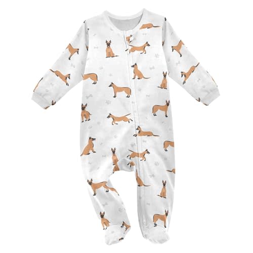 vvfelixl Exercises Doberman Dog Baby Sleepers For Girl Boys Newborn Baby Play One-Piece Footies For 0-24 Months White