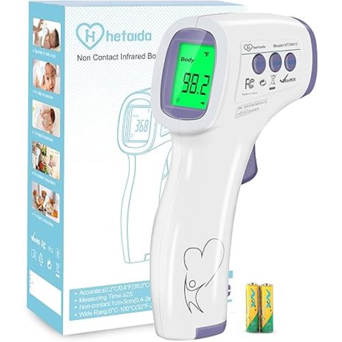 Digital Thermometer for Adults and Kids, No Touch Forehead Thermometer for Baby, 2 in 1 Body Surface Mode Infrared Thermometer with Fever Alarm and Instant Accuracy Readings