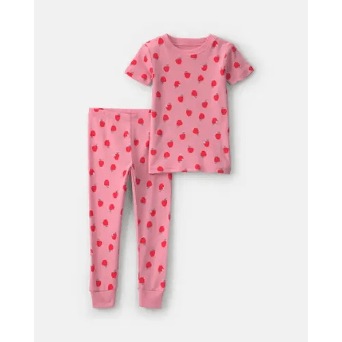 Toddler Girl Apple 100% Cotton 2-Piece Pajama Set - Pink | Carter's
