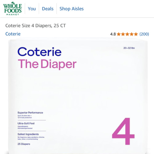 Coterie Size 4 Diapers, 25 CT