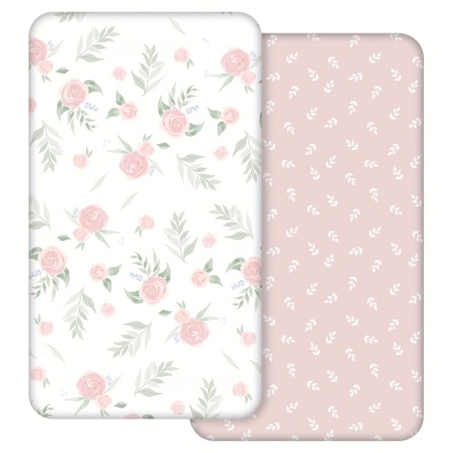 Set of 2 Pink Heart-Patterned Crib Sheets Made of Ultra-Fine Fiber, Suitable for Newborn Mattresses, Breathable And Comfortable