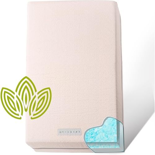 Organic Cotton Dual-Sided Crib Mattress | 2-Stage Premium Memory Foam CertiPUR-US Hypoallergenic Baby Mattress, Firm Support for Infant, Cooling Gel for Toddler, Waterproof Washable Cover, (Pink)