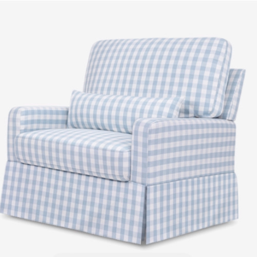 Namesake Crawford Pillowback Chair and a Half Upholstered Swivel Glider | Wayfair- blue