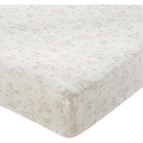 Lambs & Ivy Signature Organic Cotton Muslin Bunny Fitted Crib/Toddler Sheet