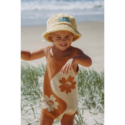 Yin Yang floral block bodysuit- Brown/Beige