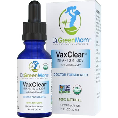 Dr. Green Mom Organic VaxClear with Metal Mend, Herbal Heavy Metal Detox Drops for Kids and Infants with Chlorella, Turmeric, Cilantro and Milk Thistle to Cleanse and Support Immune Response