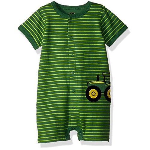John Deere Baby Boys Romper, Green Stripe, 3/6 Month