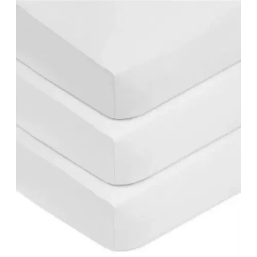 American Baby Company 3 Pack 100% Natural Cotton Fitted Crib Sheets 52" x 28" - Soft, Breathable, Hypoallergenic & Gentle Toddler Bed Sheets, White, Neutral for Boys & Girls