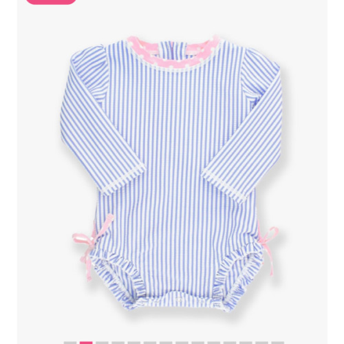 Seersucker Long Sleeve Rash Guard One Piece | RuffleButts & RuggedButts