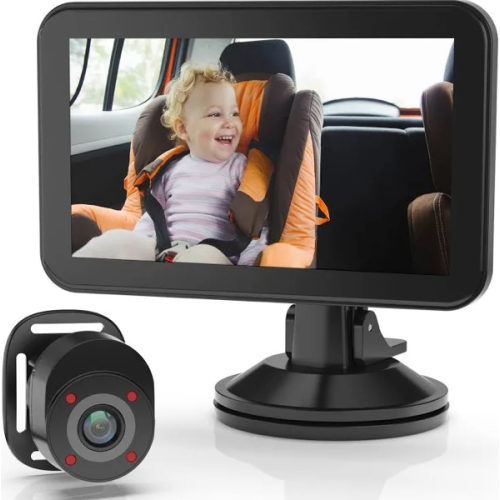 Rexing - BC500 In-Car Baby Cam with Monitor – HD 1080p & Infrared Night Vision - Black