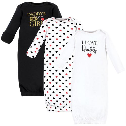 Hudson Baby Infant Girl Cotton Gowns, Girl Daddy Red Black, 0-6 Months