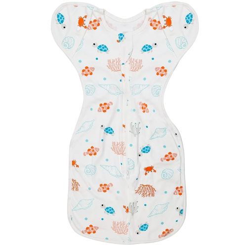 Baby Transitional Swaddle Sleep Sack - Swaddles for Newborns, Cuff Removable Arms Up Design, Free Wearable Blankets with 2-Way Zipper, Underwater World (3-6 Month)